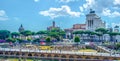 Ruins of Trajan's Forum in Rome, Italy provide magnificient view of vittoriano monument standing nearby....IMAGE Royalty Free Stock Photo