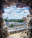 Ruins of Trajan's Forum in Rome, Italy provide magnificient view of vittoriano monument standing nearby....IMAGE Royalty Free Stock Photo