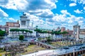 Ruins of Trajan's Forum in Rome, Italy provide magnificient view of vittoriano monument standing nearby....IMAGE Royalty Free Stock Photo