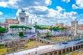 Ruins of Trajan's Forum in Rome, Italy provide magnificient view of vittoriano monument standing nearby....IMAGE Royalty Free Stock Photo