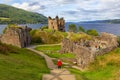 Ruins of Urquhart Castle along Loch Ness, Scotland