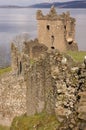 Ruins of Urquhart Castle at Loch Ness in Scotland Royalty Free Stock Photo