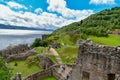 The ruins of Urquhart Castle on the shores of Loch Ness in Scotland