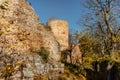 Ruins of Valdek Castle in Central Bohemia,Brdy,Czech Republic.It was built in 13th century by aristocratic family.Now there is Royalty Free Stock Photo