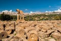 Ruins in the Valley of the Temples of Agrigento; the temple of Dioscuri in the background Royalty Free Stock Photo