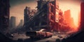 Ruins of a very heavily polluted industrial factory, industrial series. Generated Ai