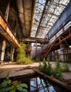 ruins of a very heavily polluted industrial factory, industrial series. Royalty Free Stock Photo