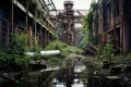 ruins of a very heavily polluted industrial factory, place was known as one of the most polluted towns in Europe, A deserted Royalty Free Stock Photo