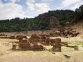 Ruins of a village in the reservoir Belesar, Lugo, Galicia, Spain Royalty Free Stock Photo