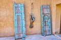 The ruins of vintage wooden doors, History Museum, Al Shindagha neighborhood, Dubai, UAE Royalty Free Stock Photo