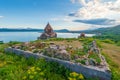 The ruins and walls of the ancient Christian monastery of Sevanavank on Lake Sevan Armenia Royalty Free Stock Photo