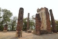 Ruins of Wat Saphan Hin at Sukhothai Historical Park, with its large 12m high standing Buddha image, Thailand Royalty Free Stock Photo