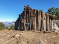 Ruins wooden shelter, Photo of old wooden framework for making tent in top of mountain