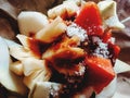 Rujak fruits mixed with peanut sauce