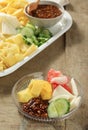 Rujak Lotis, Indonesian Fruit Salad with Various Sliced Fruit