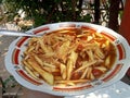 RUJAK MANGGA ON THE PLATE IT& x27;S SO SPIECE BUT DELICIOUS Royalty Free Stock Photo