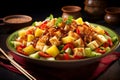 Rujak, a mixed fruit salad with a spicy tamarind dressing