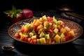 Rujak, a mixed fruit salad with a spicy tamarind dressing