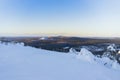 Ruka ski resort slopes. Ruka, Finland, aerial view forest