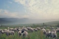 Rular landscape and eating sheeps Royalty Free Stock Photo