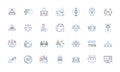 Rule designing line icons collection. Guidelines, Instructions, Framework, Structure, Principles, Approach, System Royalty Free Stock Photo