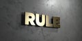 Rule - Gold sign mounted on glossy marble wall - 3D rendered royalty free stock illustration