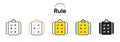 Rule line icon in different styles. Bicolor outline stroke style. Regulation compliance symbol for web app. Vector
