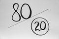 80/20 rule representation on background. Pareto principle concept