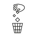 Rule take out rubbish in basket, prohibition warning sign. Do not throw garbage in toilet. Can throw rubbish into trash Royalty Free Stock Photo