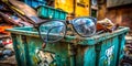 Rule of Thirds Composition Discarded Eyeglasses in a Trash Can Exploring Visual Balance and Waste