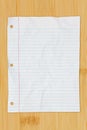 Ruled lined crumpled paper for school