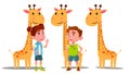 Ruler Baby Height Giraffe Vector. Boy, Girl. Isolated Flat Cartoon Illustration