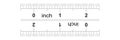 Ruler bidirectional 2 inches. Metric calibration grid. The division price is 0.05 inch. Precise measuring tool