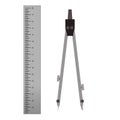 Ruler and compasses tool. Tools for drawing.