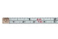Ruler with divisions in centimeters and inches on a white background close-up