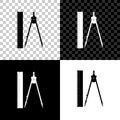 Ruler and drawing compass icon isolated on black, white and transparent background. Drawing professional instrument Royalty Free Stock Photo