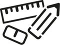 Ruler eraser and pencil icons