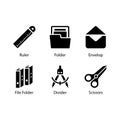 Ruler, Folder, Envelop, File Folder, Divider, Scissors, icon Royalty Free Stock Photo