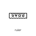 Ruler icon. Trendy modern flat linear vector Ruler icon on white Royalty Free Stock Photo