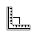 Black line icon for Ruler, inch, unit and scale