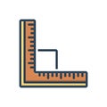 Color illustration icon for Ruler, unit and distances