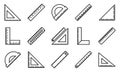 Ruler icons set, outline style