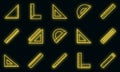 Ruler icons set vector neon