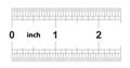 Ruler 2 inches imperial. The division price is 1/32 inch. Ruler double sided. Precise measuring tool. Calibration grid