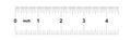 Ruler 4 inches imperial. Ruler 4 inches metric. Precise measuring tool. Calibration grid