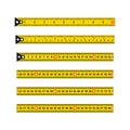 Ruler measuring tapes. Vector long tape set for measure, inches and metric meters, isolated on white background