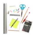 Ruler notepad scissors pen calculator Royalty Free Stock Photo