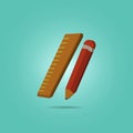 Ruler and pencil isometric icon. Simple color vector of science icons for ui and ux, website or mobile application Royalty Free Stock Photo