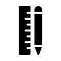 Ruler pencil   vector glyph flat icon Royalty Free Stock Photo
