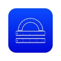 Ruler and protractor icon digital blue Royalty Free Stock Photo